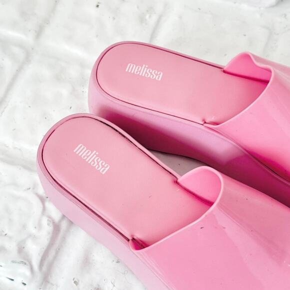 NEW melissa Becky pink platform slide sandals ✧ glossy rubber